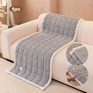 1pc Pure Color Plush Sofa Cushion, Modern Anti-Slip Seat Cover, Dustproof Washable, Soft Non-Fading, Pet Friendly, Fits Bedroom Office Living Room, Elastic Sofa Slipcover