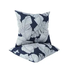 SAINTCY 2-Pack Outdoor Throw Pillows, Waterproof & Fade-Resistant Patio Cushions, Soft Decorative Covers (18x18", Blue Leaf)