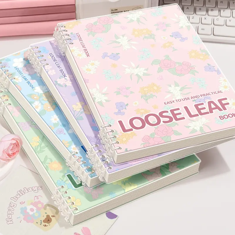 A5/b5 Aesthetic Notebook Journal Flowers Style Loose Leaf Notepad 60 Pages Suitable for Daily Study Back to School Supplies School and Office Supplies, Stationery Supplies, Colorful Note Sheets