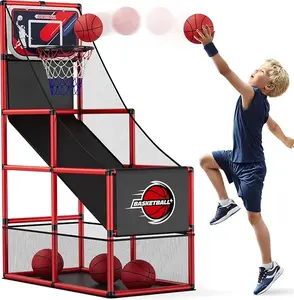 Children's Basketball Hoop Set (Includes 4 Basketballs & Air Pump) — A Home-Based Solo Shooting Game; a Carnival-Style Sports Toy Suitable for Boys and Girls Aged 3 to 8, and an Ideal Choice for Competitive Play. mini arcade effect sound