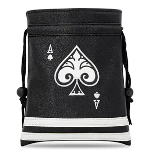 Spades Golf Bag with Drawstring Closure, Portable Durable Faux PU Golf Ball & Tee Pouch, Golf Accessory, Perfect Gift for Men Golfer, Ideal for Birthdays