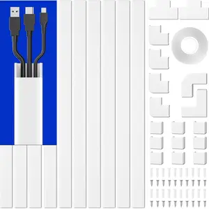 Cord Hider, 157in Paintable Cable Covers for Wall Wires – 10-Pack (L15.7 x W0.95 x H0.55 in, White) – Ideal for TV Cable Management and Wire Hiding