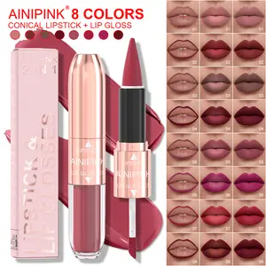 Viral 2-in-1 Lipstick & Lip Gloss | 8 Trendy Shades | Long Lasting Matte & Gloss Finish non smudge