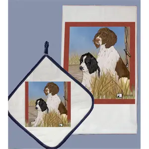 Pipsqueak Productions  Dish Towel and Pot Holder Set - English Springer Spaniel