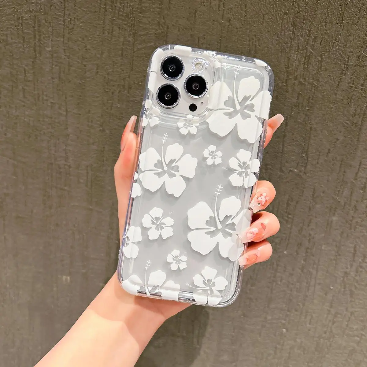 Flower Pattern Clear Phone Case, Decorative Phone Protector Cover, Phone Accessories Compatible With iPhone 11 12 13 14 15 Plus Pro Max, Summer Gift