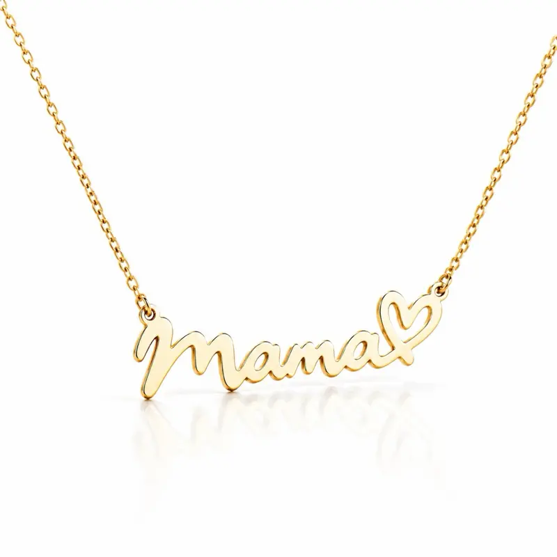 Mystique Jewelries 18k Gold Plated Mama Heart Pendant Necklace Minimalist Gift for Mom Hypoallergenic Non Tarnish Jewelry Mothers Day Special