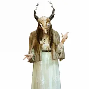 Women Pagan ritual headdress shaman skull headpiece deer antler skull headpiece ancestral ritual ram horns animal skull mask