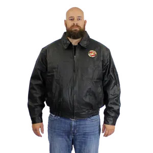 Men's US Marines Leather Jacket with Full Zip Out Faux Fur Lining