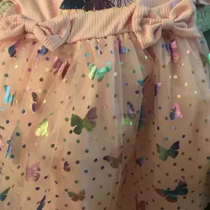 Girls' Princess Party Dress, Butterfly Mesh Skirt with Idol Girl Group Print, Ideal for Camping, Travel, Vacation and Parties, Summer Cute Dresses