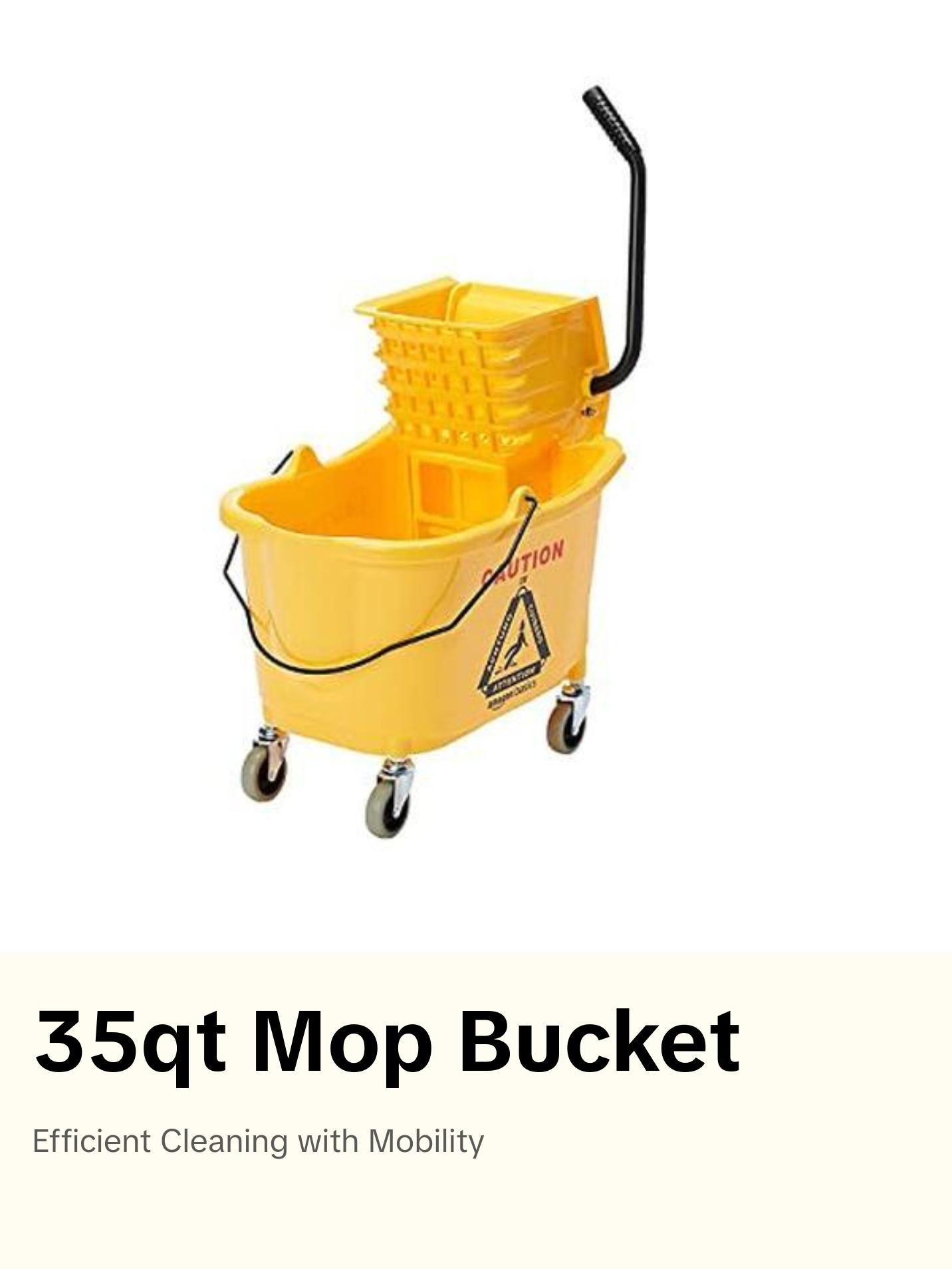Amazon Basics Side Press Wringer Combo Commercial Mop Bucket on Wheels, 35 Quart, Yellow