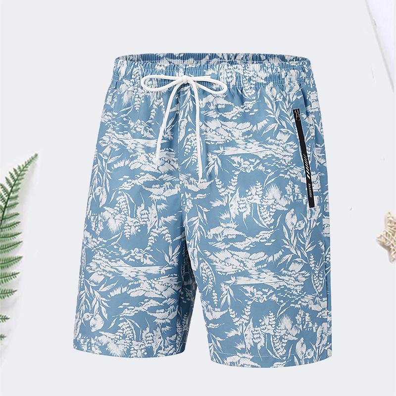 Multi-pack men’s Hawaiian beach shorts: quick-drying swim trunks with pockets; summer casual tropical floral print board shorts suitable for the beach and pool.