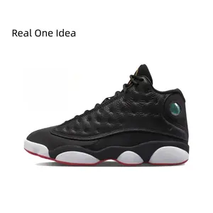 3 Black and Red High-Top Retro Basketball Shoes with Black Leather and Suede Upper, White Midsole and Red Outsole