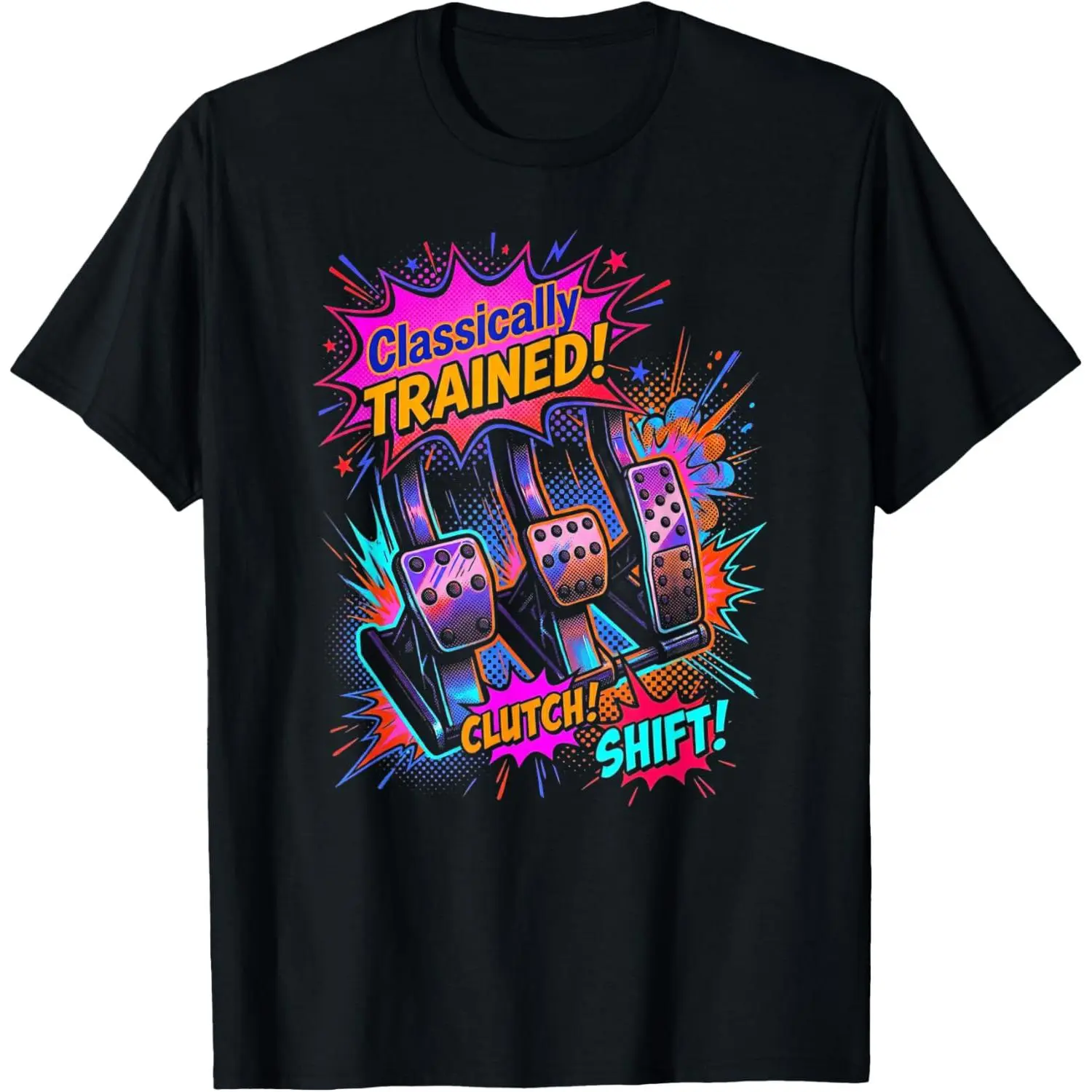 100%cotton Classically Trained Manual Car Culture Three Pedals Driving T-Shirt