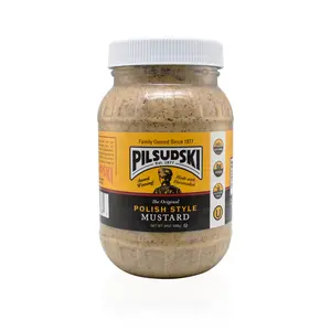 Pilsudski Polish Style Mustard with Horseradish - All Natural, Gluten Free, Vegan & Kosher - 24 oz Jar