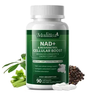 NAD+ & Resveratrol Capsules for Energy, Boost Metabolism, Improve Focus & Support Longevity, High Absorption, 90 Capsules