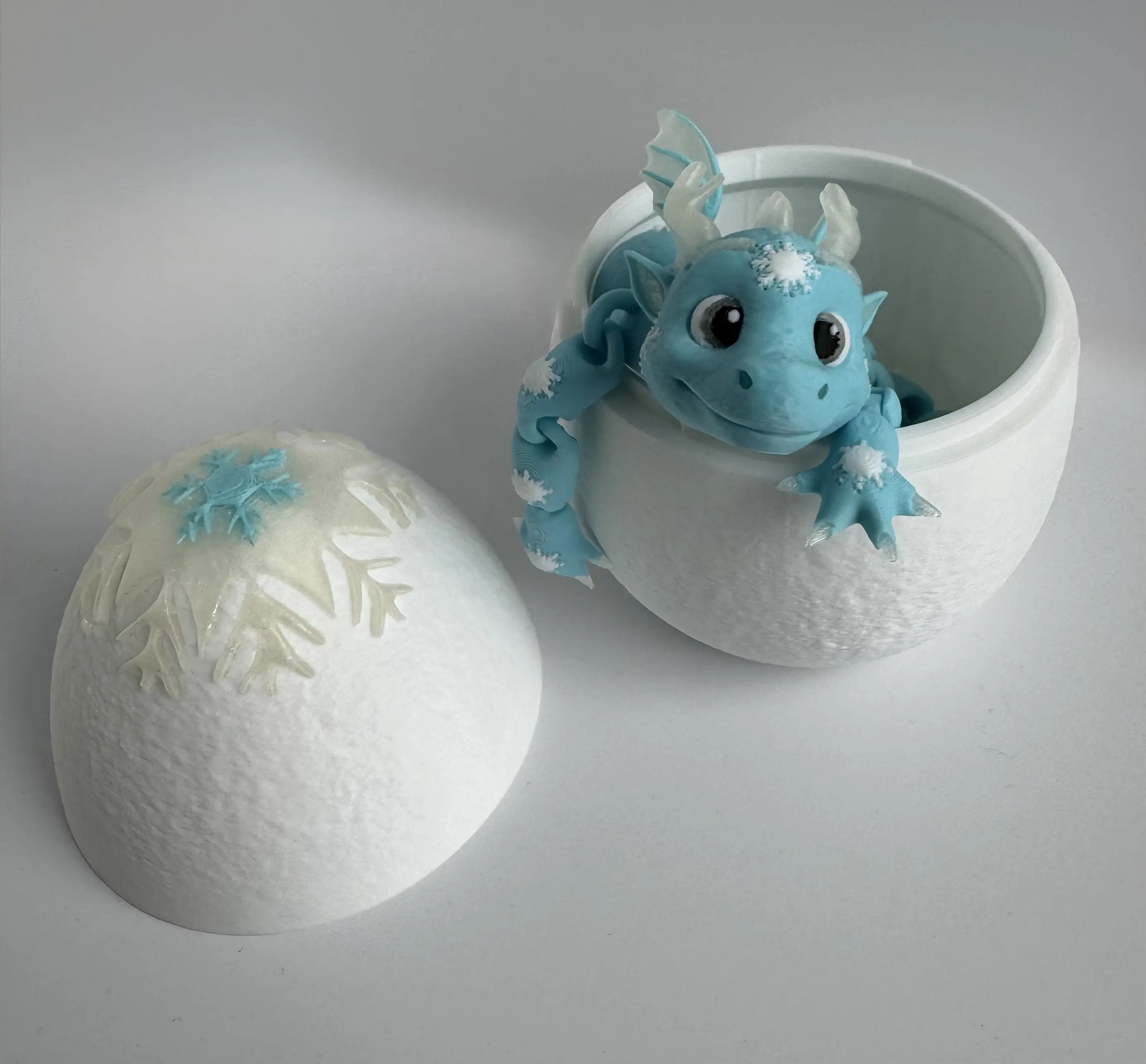 Snow Dragon and Snow Egg 13in Long Dragon 6in Tall Egg Decorative Ornament