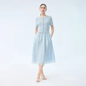 Tweed-Style Knit Patchwork Dress