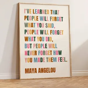 Maya Angelou Inspirational Education Quote Wall Art, School Posters, Classroom Wall Decor, Inspiring Quote Decor No Frame