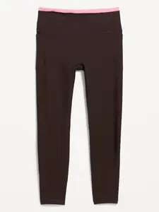 Old Navy Women's Extra-High Waisted PowerSoft Boundless 7/8 Pocket Leggings – No Front Seam