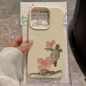 The Sea Turtle Powder Flower Fresh Water Color Pattern Is Suitable for Iphone 16 Pro Max Phone Cases, As Well As for iphone 15 Pro Max/14/16 Plus/15/13 Pro/12/11. It Features a Minimalist TPU Design, Is Drop-Resistant, And Offers Stylish Protection with a