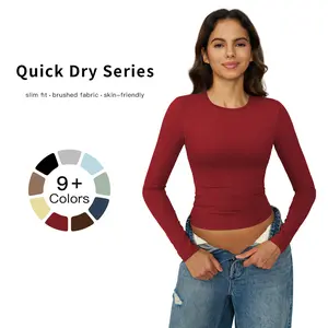 MFVIM Women's Thickened Long Sleeve Sports T-Shirt, Sports Crew Neck T-Shirt, Suitable for Yoga, Gym Training, Running, Women's Spring and Autumn Sportswear, Sports Top