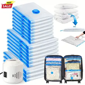 Travel Vacuum Compression Storage Bags with USB Rechargeable Electric Pump Ultra Compact Lightweight Space Savers for Clothing Travel Essentials Zipper Pouches Outdoor Packing System Hand Organizer Holiday Variety Pack 16 pcs