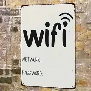 Aluminum Wall Art Sign with WiFi Password Display for Home Office and Café Decor