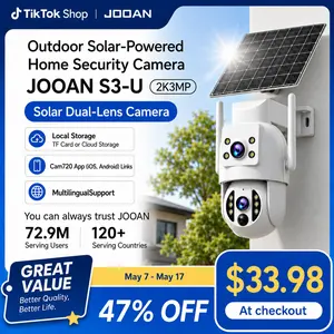 JOOAN  Security Camera Wireless Outdoor, 2K HD Pan Tilt 330° View,  Powered 9000mAh Battery, Human Motion Detection Alerts, Color Night Vision, 2-Way Audio, Waterproof, Cloud/TF Storage, Home Surveillance System Solar outdoorfun