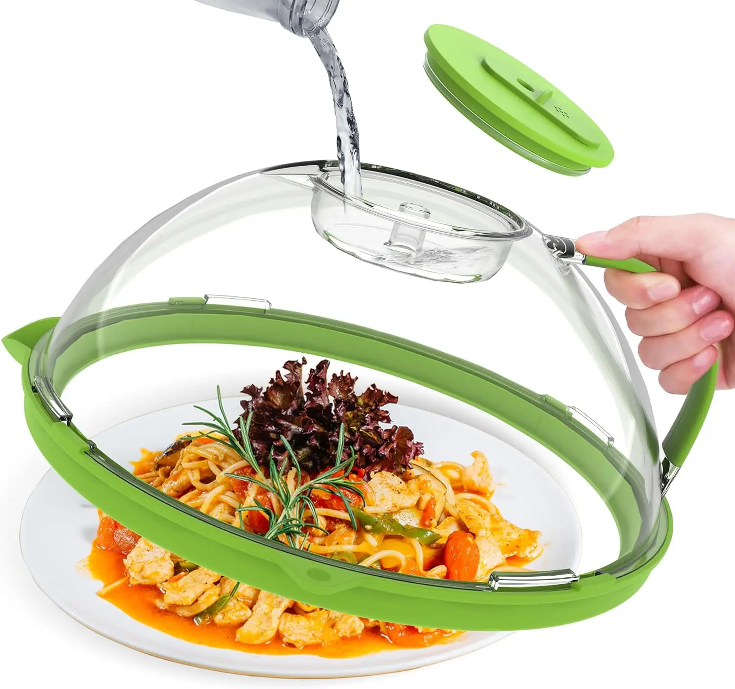 Upgraded Microwave Splatter Cover for Food,Clear Microwave Cover with Water Steamer,Transparent Utensils Food Cover Storage Oven Handheld Multicolor K