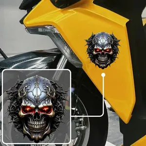3D Eye Skull Motorcycle Sticker Tt010, Cool Laptop Decal, Perfect Halloween Decoration, DIY Car Window, Tank Cover, Side Panel