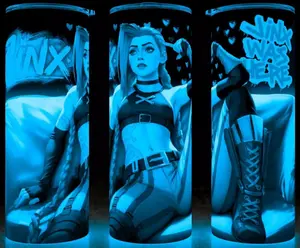 Glow in the Dark Jinx was Here Arcane League of Legends Anime  Cup Mug Tumbler 20oz with Lid & Straw, Stainless Steel, Lightweight Design for Hydration - Reusable, Stylish Drinkware Flasks