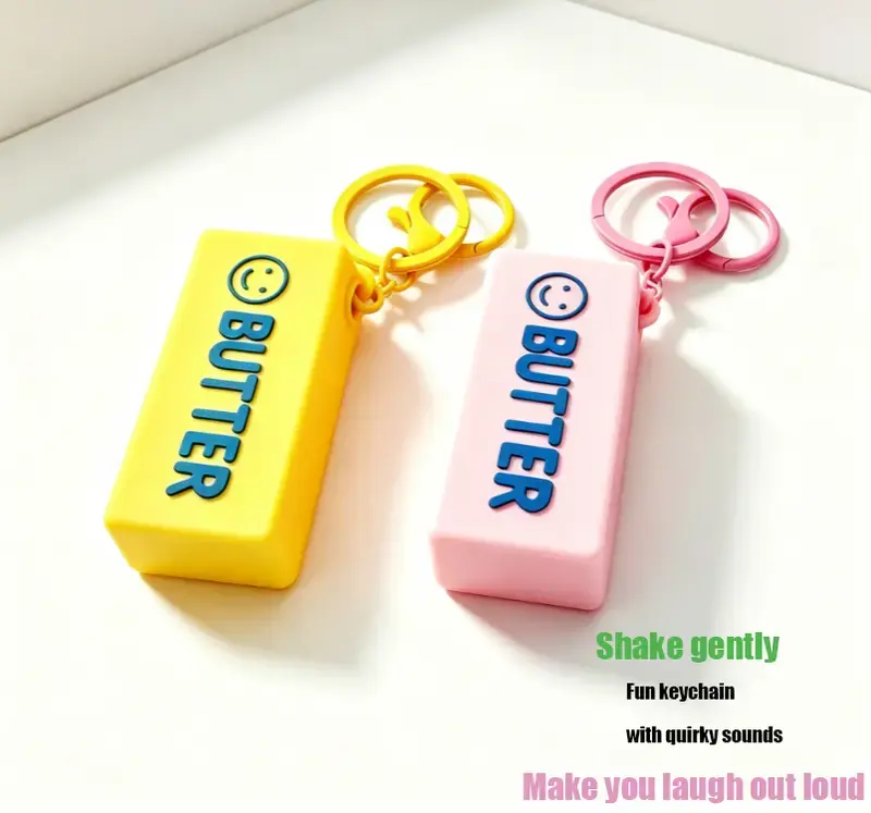 Creative Stress-Relief Screaming Butter Stick Keychain, Prank Novelty Key Pendant for Bags & Car Keys, Great Gift for Classmates, Friends and Family