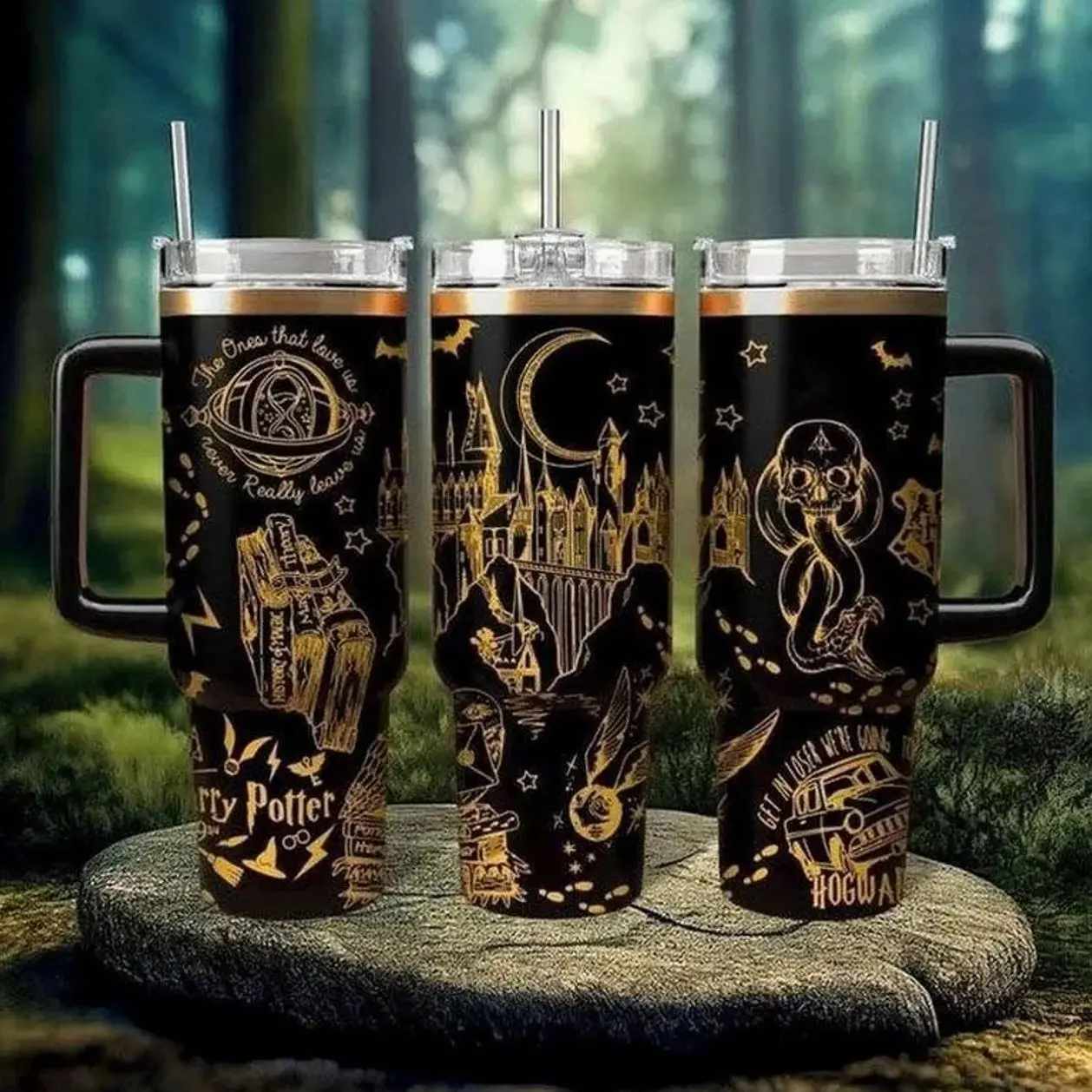 Essential Quality H Potter 40oz Tumbler Stainless Steel, Double Wall Insulated, With Handle – Magic Wizard Series Design, Perfect Gift for Fans Gift for Christmas, Xmas