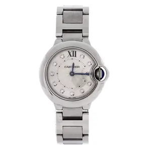 Pre-owned Cartier Ballon Bleu de Cartier Quartz Watch Stainless Steel with Diamond Markers 28 by Rebag