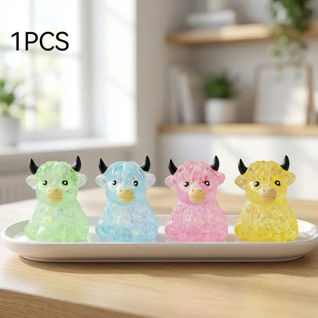 4 Colors Highland Cow Soft Candy, Jelly-Filled Sensory Stress Relief Toy, Lightweight Finger Squeeze, Adult Gift Fillers, Office Decor, Stress Relief Decoration, Stress Relieving Accessory, Sensory Stress Reliever, Decompression Sensory Fidget