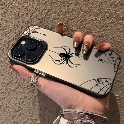 Spider-Web Edge Art Phone Case for iPhone 17 Pro Max,16 Plus,15,14,13,12,11,Air,XR - Silicone-PC-TPU Material,1.2mm Raised Lips,Slim Fit,Durable,Shockproof,Drop-Resistant,Strapless,Non-Slip,Easy-Carry Mobile Phone Accessories