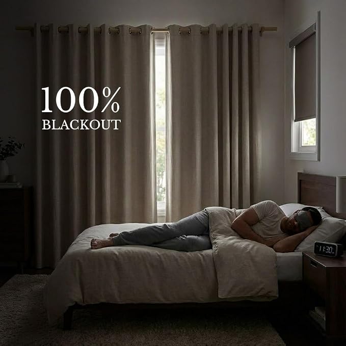 2 Panels Linen Blackout Curtains ,Formaldehyde‑Free & Odor‑Free, Soft Fabric, Natural Drape, Wrinkle-resistant, 2 Panels Set, Luxury Curtains ,Home Decor,for Living Room & Bedroom