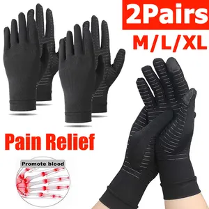 2 Pairs Copper Arthritis Compression Gloves, Hand Support for Joint Pain Relief, Sports & Outdoor Accessory