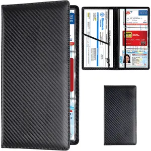Car Registration & Insurance Card Holder Carbon Fiber Black Vehicle Document Organizer for Glove Box, Compact Car Interior Accessory for Men Women Teens, License, ID & Papers Storage Case, Durable & Stylish Auto Organizer