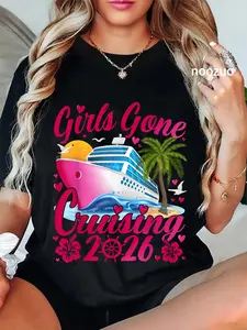 100% Cotton Girls Gone Cruising 2026 Women Cruise Vacation T-Shirt