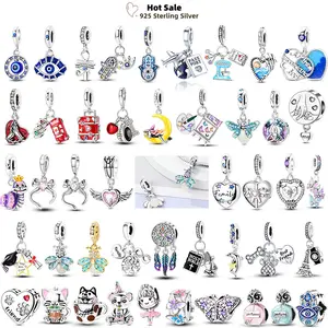 Fit Pendant Charm 925 Silver Original Bracelet Luminous Firefly Blue Eyes Eternal Love heart Charms Beads Wome DIY Limit Jewelry