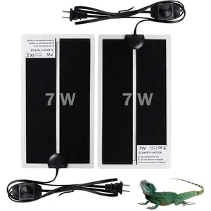 2PCS Reptile Heating Mat Waterproof Reptile Heat Pad Under Tank Terrarium with Temperature Control Safety Adjustable for Turtle Tortoise Snakes Lizard Gecko 7W