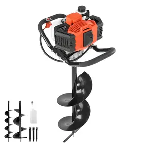 Gas Powered Post Hole Digger With 6-Inch And 10-Inch Auger Bits, 52Cc Engine, 1450W Heavy-Duty Earth Auger, Includes 3 Extension Rods For Fence Posts, Deck And Pergola Posts, Tree Planting And Garden Planting, EPA Listed