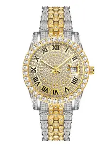 Men's Casual Fashion Quartz Watch, Rhinestone Watches, Round Rhinestone Decorated Alloy Case Wristwatch, Classic Simple Fashion Street Style, Black Friday Deal Watch Suitable For Casual Business Wear, Birthday Christmas Gift, Wristwatch