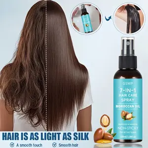 Gswp 7-In-1 Moroccan Argan Oil Hair Spray, Deep Nourishing, Hydrating Hair Care, Nourished Hair, Heat Protection, Smooth and Shiny, Stronger Strands, Suitable for All Hair Types, 100ML, Gift .