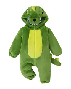 Baby Boy & Girl Clothes Dinosaur-Themed Jumpsuits Autumn/Winter Animal Hooded Wool Rompers Long-Sleeve One-Piece Suits