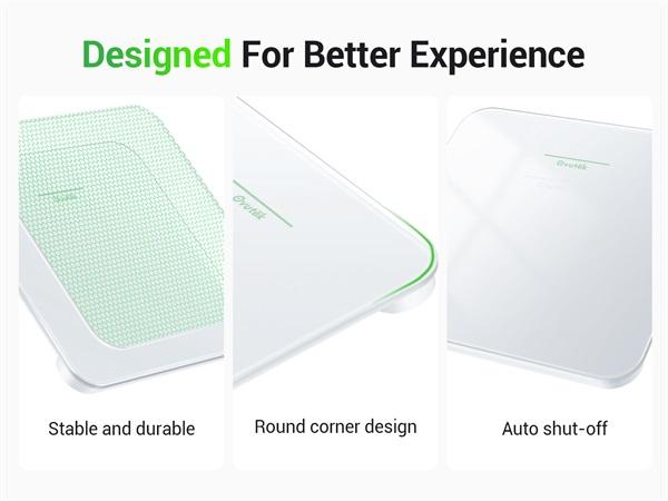 OVUTEK Bathroom Scale for Body Weight, Highly Accurate Digital Weighing Machine for People, Upgraded Batteries Included, Compact Size, LED Display, Physician Scale with Sturdy Tempered Glass, 400lb, White