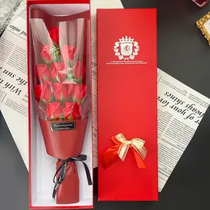 Artificial Rose Bouquet, 1 Set Romantic Rose Gift Box with Scented Candle & Necklace, Gift for Anniversary, Birthday, Party, Wedding