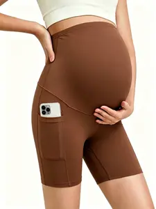 Summer maternity shorts with pockets, safety shorts, three-quarter length pants, casual leggings for sports, running, fitness and yoga, Pregnancy Activewear