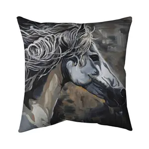 Begin Home Decor 5541-1616-AN322 16 x 16 in. Side of A Wild Horse Pillow - Brown Farm Animal Decor
